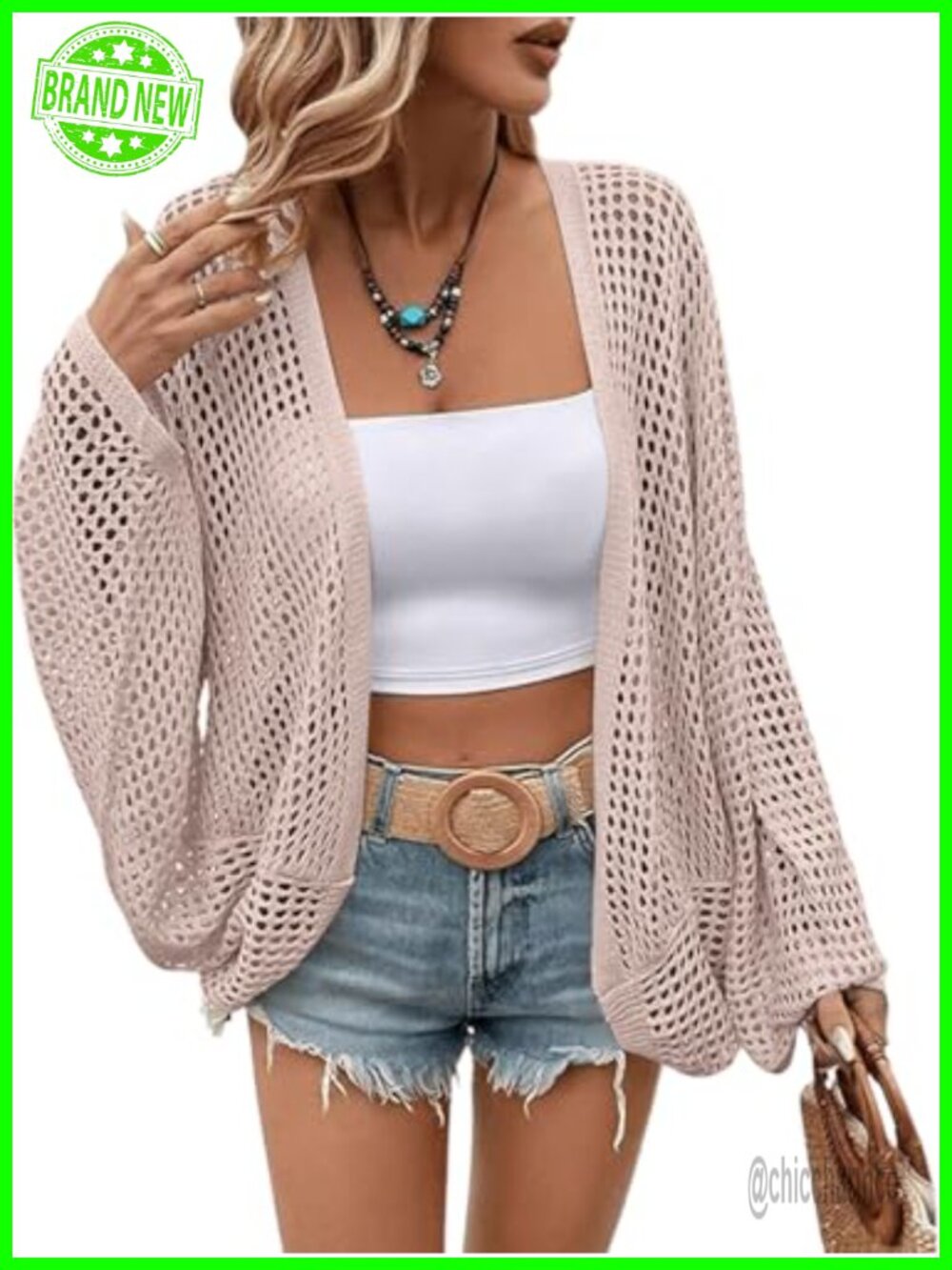 Womens Crochet Oversized Cardigan Lightweight Open Front Boho Knit Cover Up